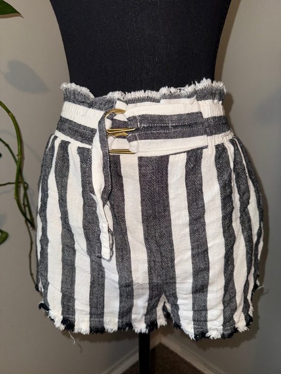 Umgee Pants - Umgee Black and White Striped High Waist Shorts